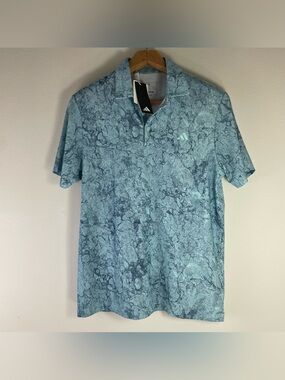 NEW Adidas Golf Polo Shirt Men’s Size M Ultimate365 Aqua Blue Marble Print